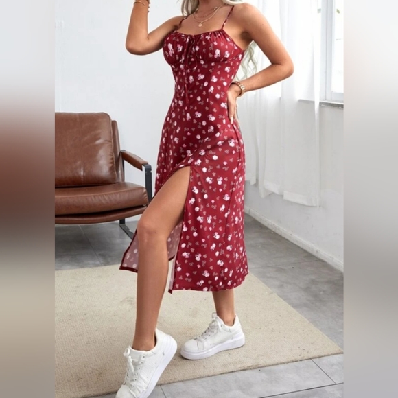 SHEIN Cami Midi Dress - Burgundy - Picture 3 of 9